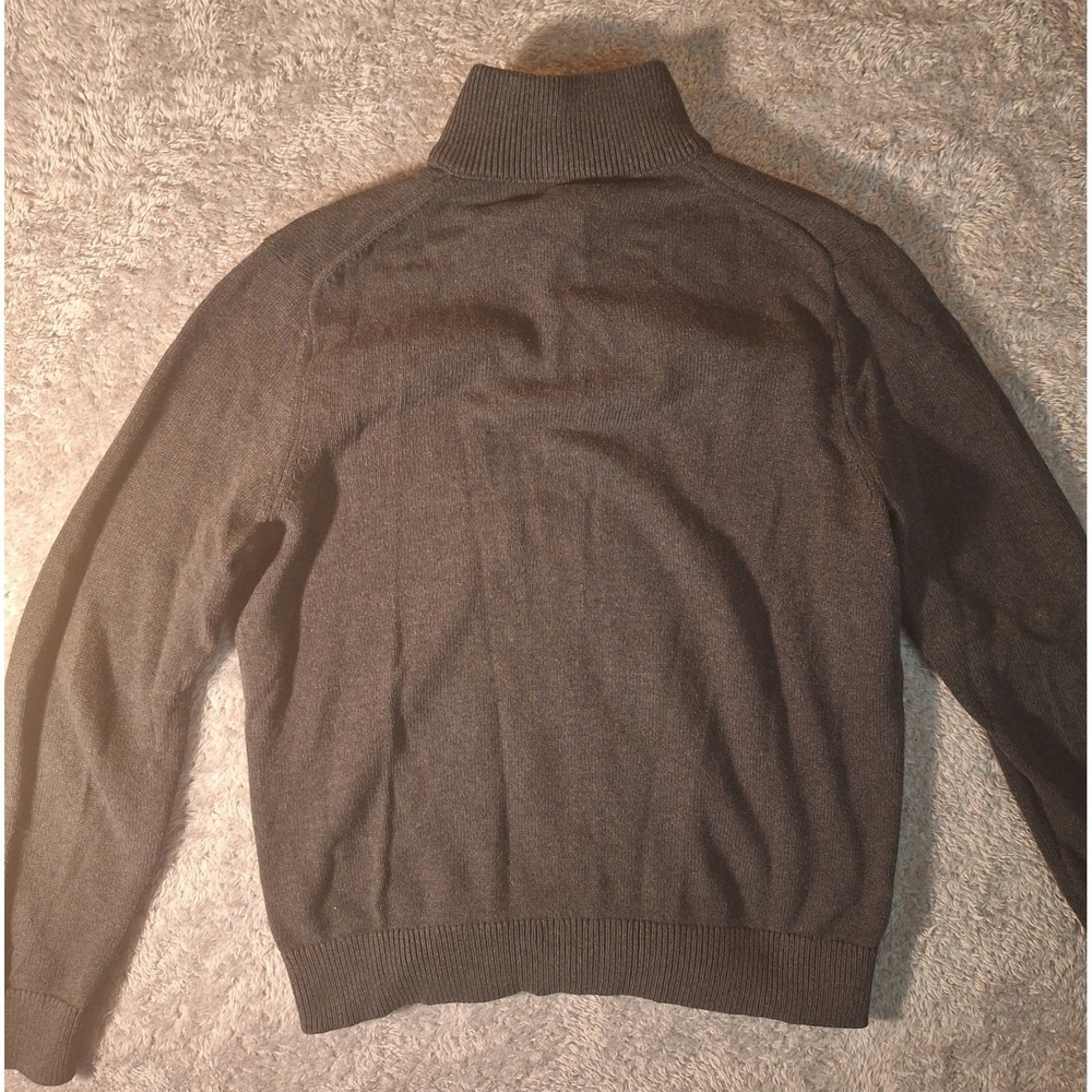 Banana Republic Mens High Ribbed Sweater Large Mock Neck Gray Pocket 3-Button - Picture 2 of 8